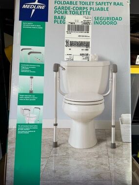 Medline Foldable Toilet Safety Rail - White Support Handles